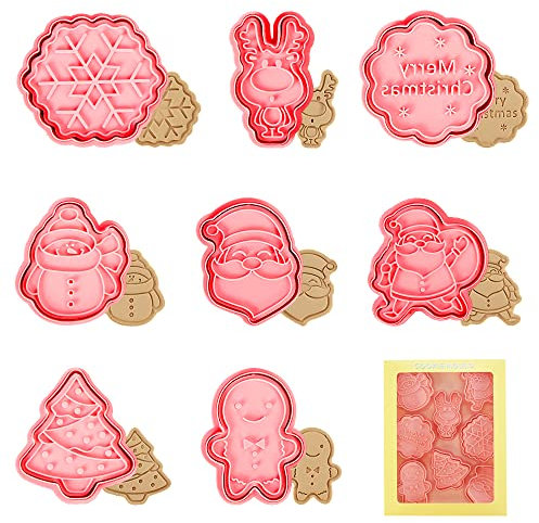Ausstecher Weihnachten Kunststoff, 3d Keksausstecher Weihnachten, 8 Stück Plätzchen Weihnachtsausstecher, Plätzchenausstecher Weihnachten Kinder, Ausstechformen, Cookie Cutter Christmas