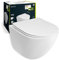 aquaSu® Spülrandloses Wand WC Set Levanto, Design Hänge WC, Tiefspüler, Keramik, Abgang waagerecht, Slimline WC-Sitz mit Absenkautomatik, Duroplast Toilettendeckel, Weiß, 04552 0