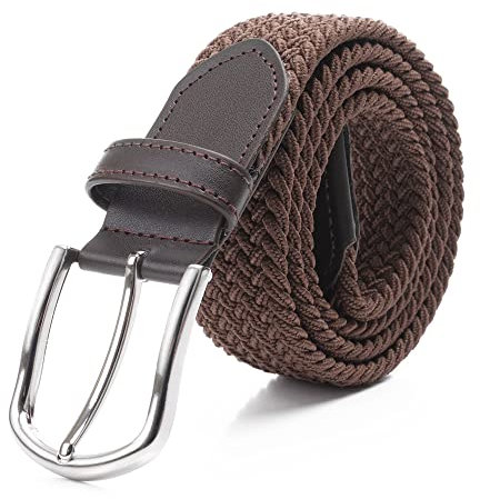 DWOY Elastischer Stoffgürtel Geflochtener Gürtel für Damen und Herren (Braun, 115)