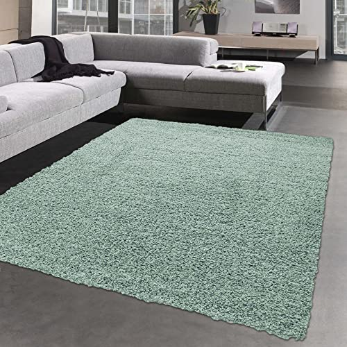 CARPETIA Spaghetti Teppich kuschelig warm in Petrol/grün Größe 120x170 cm