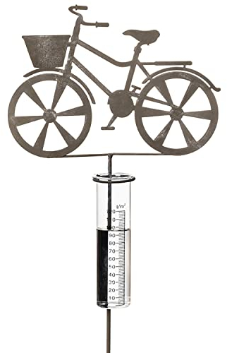 Annastore Wetterstation - Regenmeßglas - wetterfest und frostsicher - Niederschlagsmengenmesser - Regenmessglas - Gartendeko Regenmesser Farbe Fahrrad (24 x 5,5 x 110 cm)