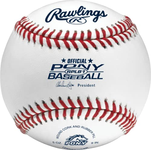 Rawlings Pony League Baseball, Wettkampfqualität, RPLB1, Jugendliche/14U, 12 Stück, Weiß