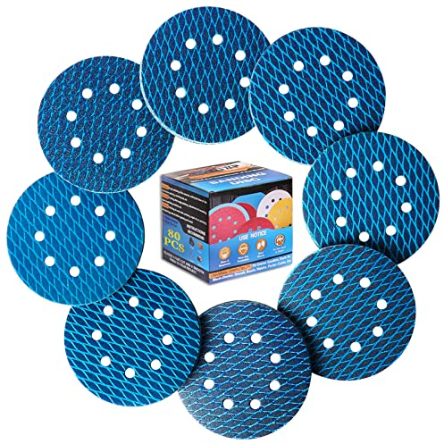 80 Stück 125mm Schleifpapier Klett 8 Loch Exzenterschleifer Schleifscheiben,Profi Anti-Verstopfungs-Design(Mit Korn 40/60/80/120/180/240/320/400 x10) für Wand Holz Metall und Lackoberfläche-ALPXUXP