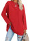 Famulily Oversized Long Sleeve Baseball Tops Tshirt Women's Round Neck Simple Basic Solid Color Tunic Tops Loose Fit Red XXL