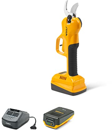 Stiga Forbice Potatura a Batteria SC 100e Kit, Taglio 15-30mm, con Batteria da 20V (2Ah) e Caricatore