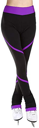 NISMIA Frauen Eiskunstlauf Crystal Zahl Schlittschuh Hose Strumpfhose Legging für Kinder Erwachsene, EIS Zahl Skaten Spiral Polar Vlies Warm Hose, Performance Ultra Sanft (Color : C, Size : 140cm)