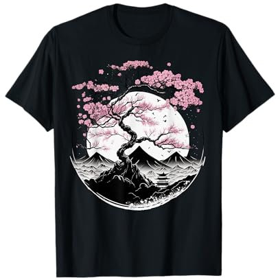Japonais Sakura Garden Geisha Mont Fuji Fleur de cerisier T-Shirt