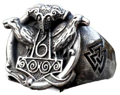 STOPI Neue Ankunft Design Viking Mjolnir Ring Rabe Sohn Von Odin Hammer Ring Für Männer Vintage-schmuck