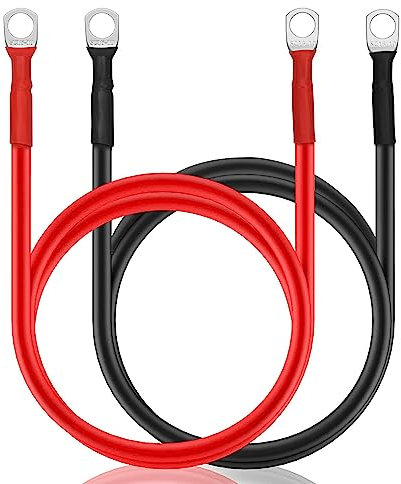 WOOWAIR 2 Pezzi Cavi Batteria 100 cm, 5 AWG, 16 mm², Cavi Batteria Auto 12 V, Rosso e Nero, Cavo in Rame, Cavo di Alimentazione per Camion, Moto, Camper, Marina