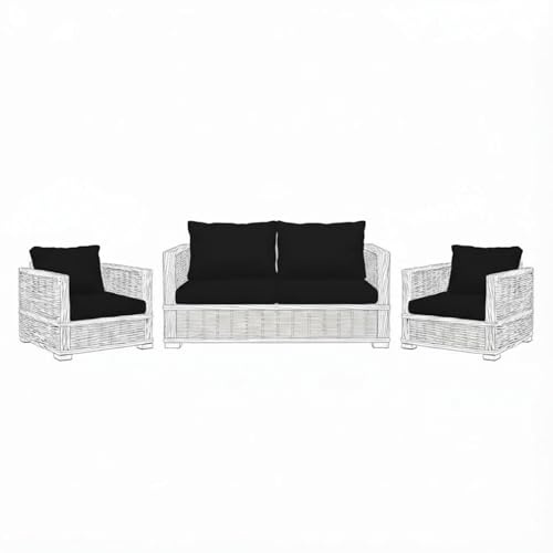 Kosiproducts Replacement Rattan Cushion Seat Cushions Garden Patio Furniture [Black, 4 Seats + 4 Cushions] - Furntiure Not Included