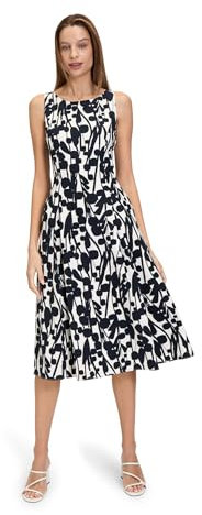 Vera Mont Damen Cocktailkleid mit Print Weiß/Dunkelblau,38