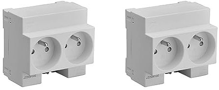 DEBFLEX Double Prise de Courant MODULAIRE 2P+T 10/16A Gris (Lot de 2)