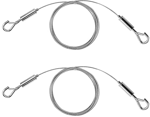 2 Pezzi Cavo per Appendere Foto Regolabile con Gancio, Filo per Appendere Specchio 2 m × 1,5 mm Fune Metallica per Carichi Pesanti per Lampadari Cartelloni Pubblicitari Cestini Contenere 30 kg