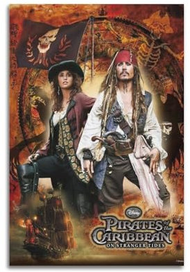 VZRSQZK Pirates of the Caribbean on Stranger Tides Poster, dekoratives Gemälde, Leinwand-Wandposter und Kunstdruck, modernes Familienschlafzimmer-Dekor-Poster, 20 x 30 cm