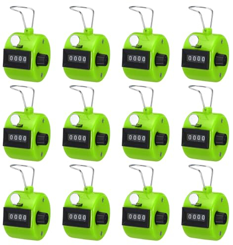 PATIKIL klick Zähler 12 Pack Manuelle Zählmaschine 4 Ziffern Mechanische Handzähler mit Fingerring für Sport Veranstaltung Golf Stadion Fitnessstudio Grün