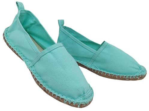 de fonseca Deliziose Espadrillas in Tela da Donna, Scarpe Basse ed Estive, Classiche Senza Zeppa, Fondo in Corda (Verde Acqua, Sistema Taglie Calzature EU, Adulto, Donna, Numero, Media, 36)