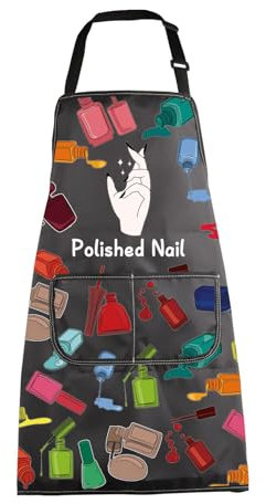 MBMSO Nail Tech Apron Manicurist Apron Nail Cosmetology Gift for Nail Technician Nail Artist Nail Techs Add Polish to Life, Nail Polish Apron-b, Standard