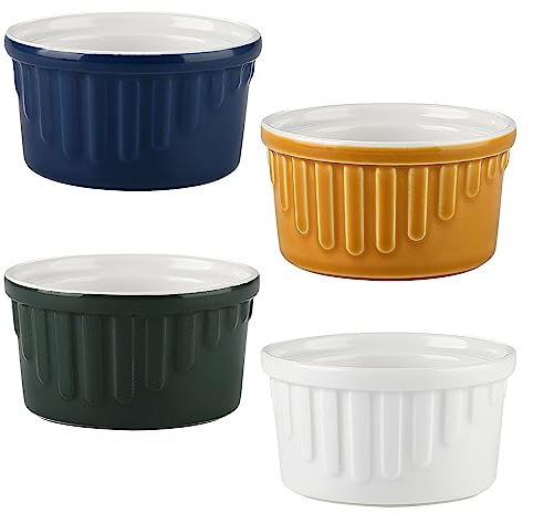 TYMYYS Cocotte Monoporzione Da Forno, 170ml, Terrines, Pirottini In Ceramica, Crema Catalana Ciotole-Multi-Set of 4