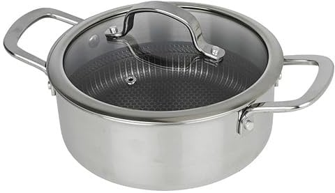 HEXTEC Laser Etched Honeycomb Non Stick Stainless Steel Cookware Pot & Pans Set with Lid - Induction Ready Deep Fryingpan Saucepan Casserole Stockpot with Cool Handles for Home Kitchen Chef, PFOA Free