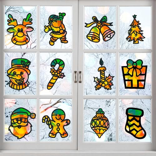 Weihnachten Basteln Kinder,Fensterbilder Weihnachten Basteln,Bastelvorlagen Fensterbilder Weihnachten,Sonnenfänger Bastelset Weihnachten,DIY Bastelset Kinder Geschenk,Weihnachtsbasteln Kinder