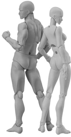 Ruiqas 2Pcs Flexibler Schaufensterpuppe Gliederpuppe, Body Actionfigur Künstler Zeichnung Figur Modell Jointed Männlich und Weiblich Mannequin für Zeichnung Skizzieren