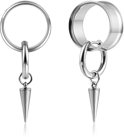 DOEARKO Flesh Tunnel 1 Paar Ohr Tunnel Plug mit Anhänger Double Flared Plug Ohr Expander Piercing Schmuck für Frauen und Männer 8mm-16mm 10mm