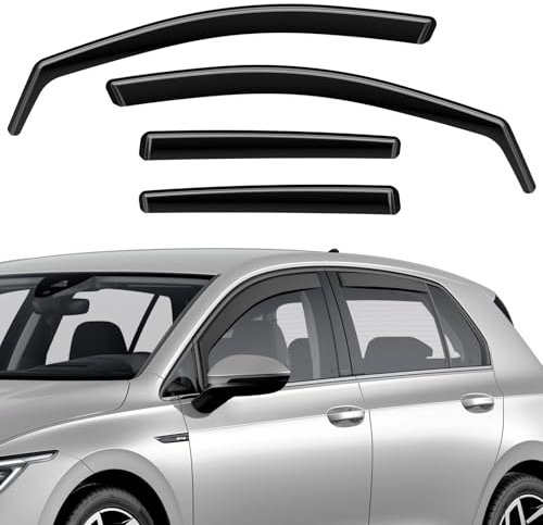 GEARMONSTER Windabweiser kompatibel mit VW Golf MK7 / MK8 2014-2024 Autofenster Regenschutz Regenabweiser Integrierte Deflektoren Integrierter Windabweiser, 4 Stück, Schwarz