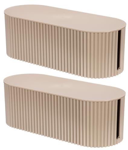 YOKIVE 2 Pcs Cable Management Box, Cord Hider Organizer Decorative Strip Storage Box Desk Accessories for TV Cords Home, Office, Light Brown