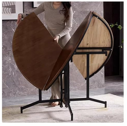 Runder klappbarer Esstisch, 90 cm, robuster Holz-Banketttisch für Küche, Esszimmer, Terrasse und seitliche Nutzung – vielseitige und platzsparende Lösung