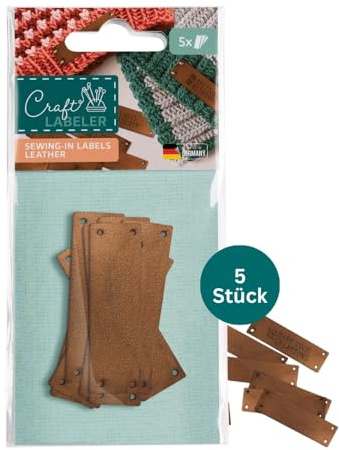 COLOP Lederetiketten für Craft Labeler | 5 Stück | bestempelbar | Naturleder-Labels | 55x16mm | passend zum Craft Labeler | zum Einnähen & Personalisieren von Handgemachtem