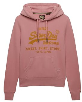 Superdry Damen Locker geschnittenes Hoodie mit Vintage Logo und Verzierung