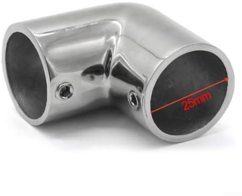 Raccordo a gomito per corrimano in acciaio inox, progettato per tubi marini da 22, 25, 30 mm (25 mm)