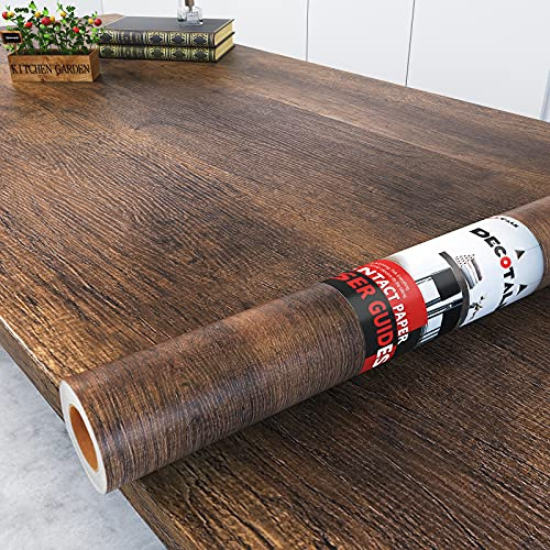 Decotalk Papier contact grain de bois 61 x 304,8 cm – Papier de contact à décoller et à coller – Papier peint imperméable en vinyle mat pour comptoir – Papier peint amovible en vinyle pour bois