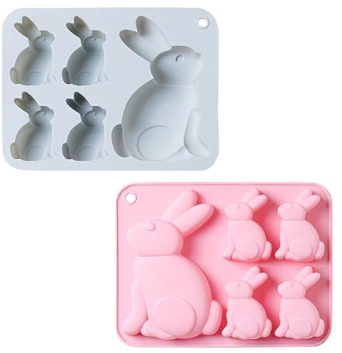2 Stück Silikonformen Gießformen Ostern,Silikonform Hase Ostern,Gießformen Silikon für DIY Osterhase Deko,Machen Schokolade,Kuchen,Kekse,Handgefertigte Seife