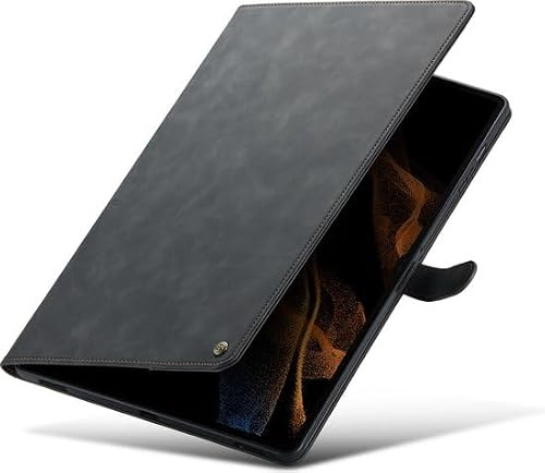 Casemania Hülle Kompatibel mit Samsung Galaxy Tab S8 Ultra Charcoal Gray, Luxus Book Cover