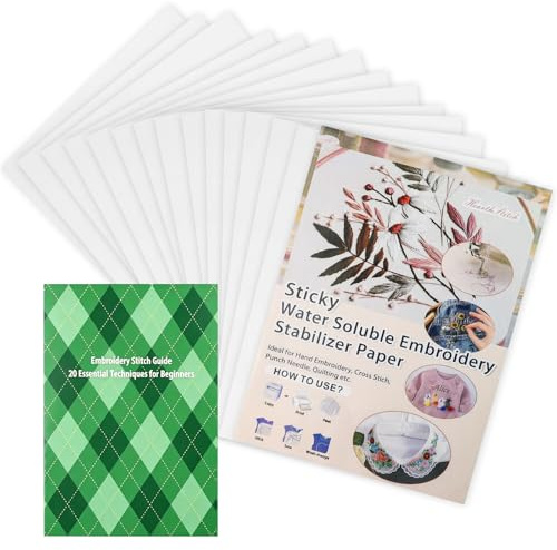 14 unidades de fieltro bordado autoadhesivo, soluble en agua, A4 (29,7 x 21 cm), papel de bordado imprimible, impresión o dibujo de patrones, fieltro de bordado soluble en agua, para bordado a mano y