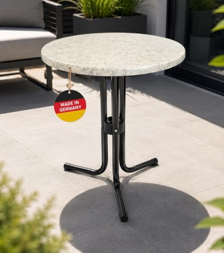 Gardissimo Gartentisch Esperanza Rund Anthrazit grün weiß 60 cm | Kratz- & UV-beständig, Stahl-Gestell pulverbeschichtet, Made in Germany