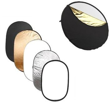 Ex-Pro 5 -in- 1 Photographic Light Reflector - 47 x 70 (120cm x 180cm) Silver, Gold, Black, White & Translucent, Collapsible.