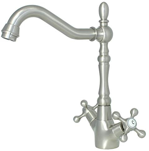Sanlingo Nostalgie Retro Küchen Armatur Wasserhahn im Landhausstil, Nickel, Gebürstet