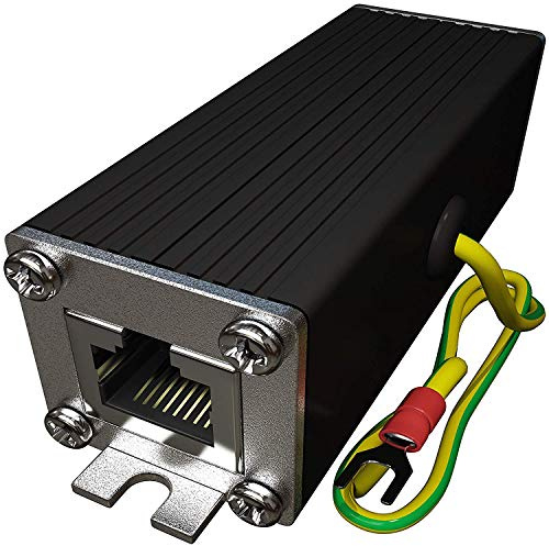 Tupavco Ethernet Surge Protector (PoE+ Gigabit) Gas Discharge Tube for Full Protection - RJ45 Lightning Suppressor - LAN Network CAT5/CAT6 Thunder Arrestor - GbE 1000 Mbps TP302