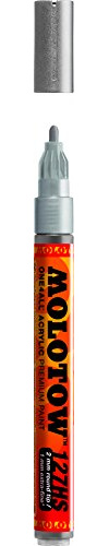 Molotow ONE4ALL Acrylic Paint Marker, 2mm, Metallic Silver, 1 Each (127.305)