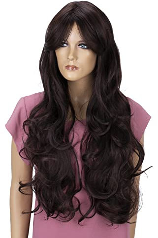 CAISHA Langhaar Perücke Wanda Voluminös Cosplay Show Gelockt Schokobraun FS836a