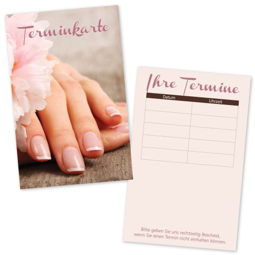 100 Nagelstudio – Terminkarten NATURAL NAILS mit 5 Terminfeldern