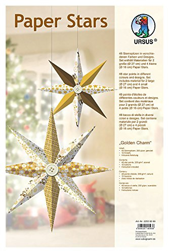 Ursus 22550099 Faltpapier, Motivpapier, Bastelpapier, Weihnachtsstern, Gold