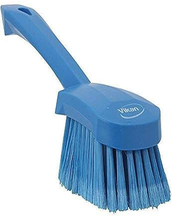 Vikan 41943 Soft/Split Bristles, Washing / Sweeping, Hand Brush, Short Handle, 270mm (Blue)