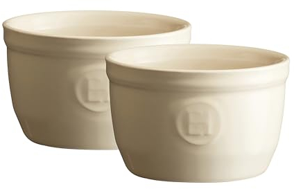 Emile Henry Eh024009 Le N°9 Set de 2 Ramequins Céramique Beige Argile 9 X 9 X 5,5 cm
