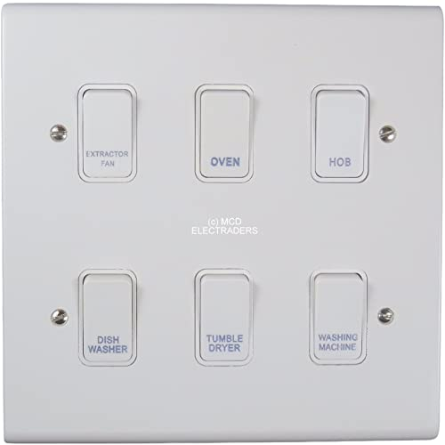 Customised Grid Switch Kitchen Control Panel - 6 Gang (White)