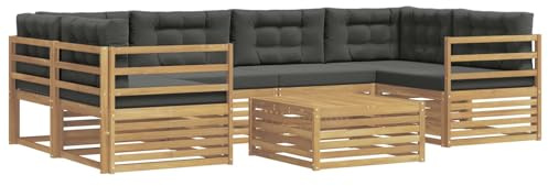 vidaXL Outdoor-Sofagarnitur 7 pcs Weiß und Anthrazit Polyester, Gemütliches Outdoor-Set, modernes Lounge-Möbel, Garten-Sofa, tolle Terrassen-Sitzgelegenheit
