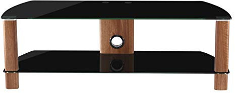 Alphason Century 1200 TV Stand - Walnut & Black Glass