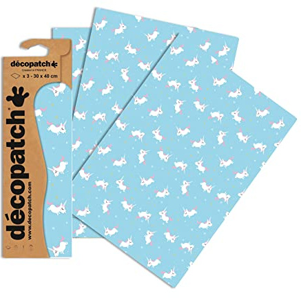 Décopatch Unicorn Paper, 30x40cm (Pack of 3 sheets)